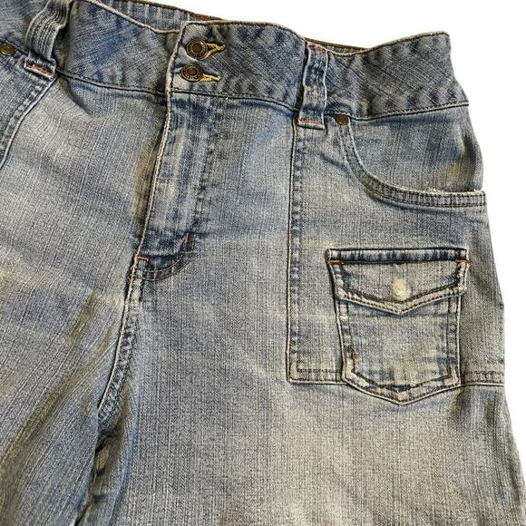Vintage Faded Glory high rise denim jean cargo shorts size 14 - Picture 3 of 9